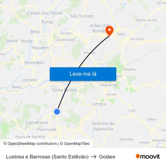 Lustosa e Barrosas (Santo Estêvão) to Golães map