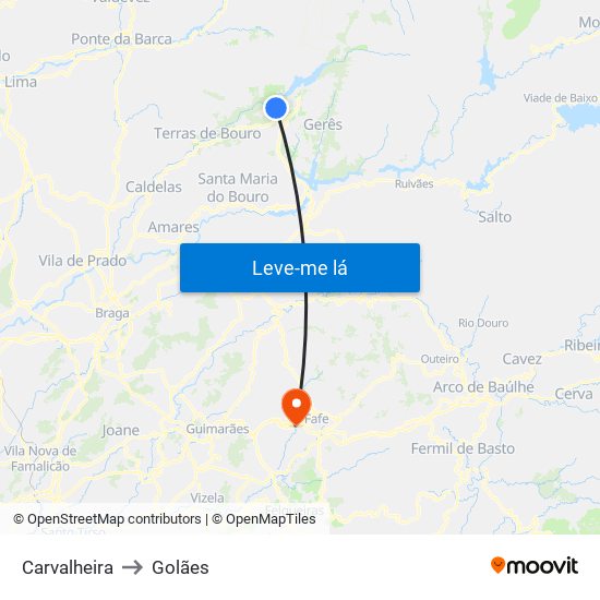 Carvalheira to Golães map