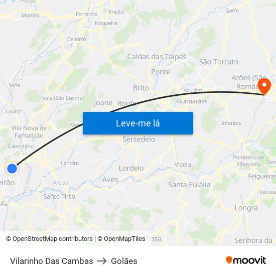 Vilarinho Das Cambas to Golães map