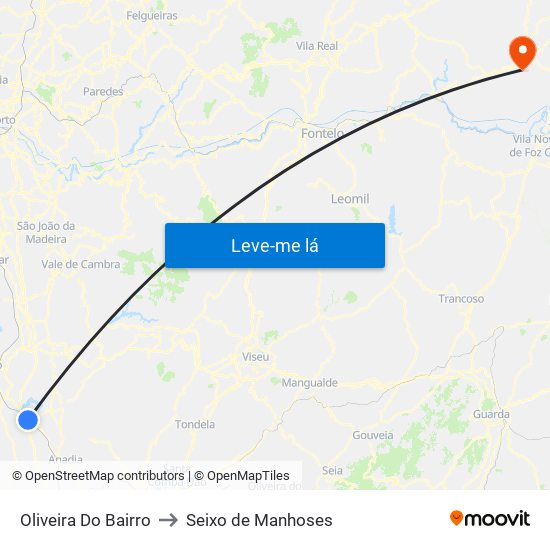 Oliveira Do Bairro to Seixo de Manhoses map