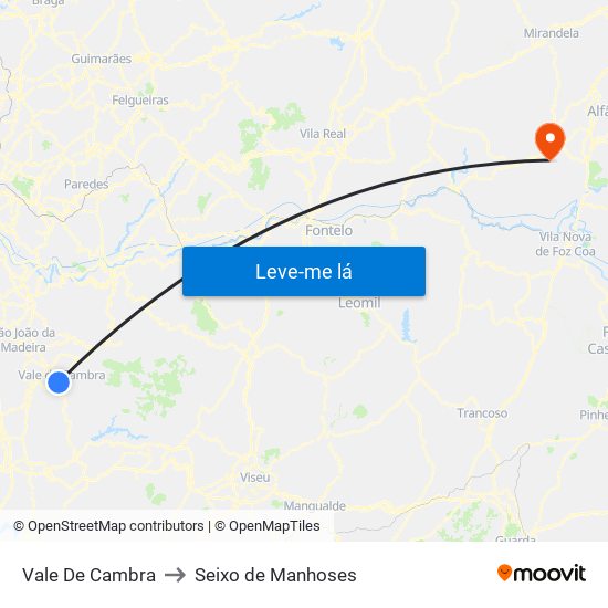 Vale De Cambra to Seixo de Manhoses map