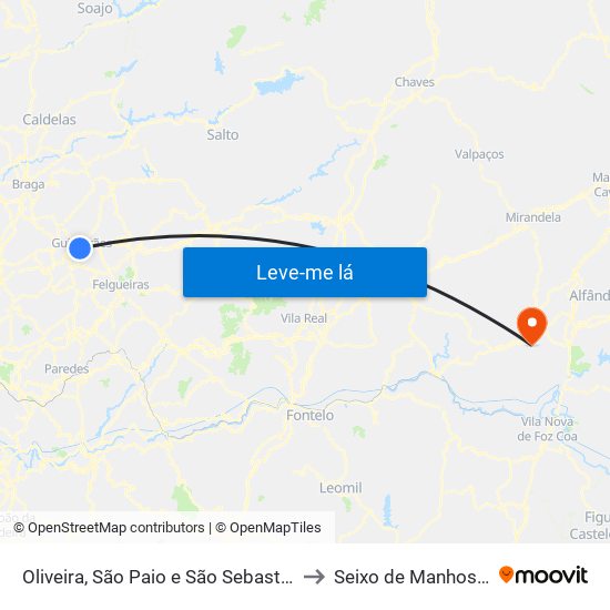 Oliveira, São Paio e São Sebastião to Seixo de Manhoses map