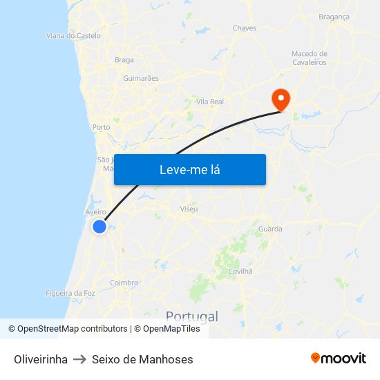 Oliveirinha to Seixo de Manhoses map