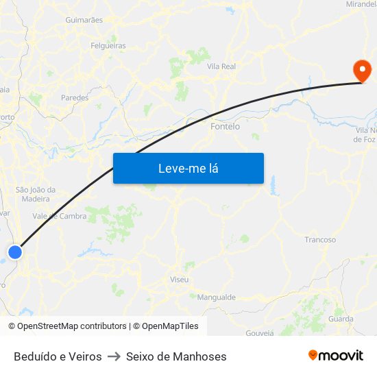 Beduído e Veiros to Seixo de Manhoses map