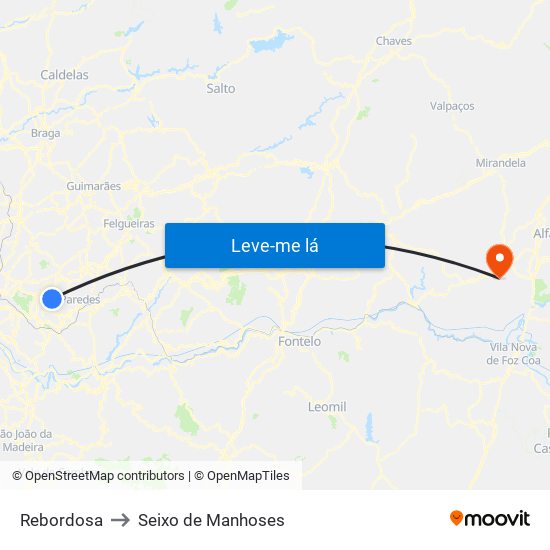 Rebordosa to Seixo de Manhoses map