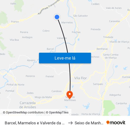 Barcel, Marmelos e Valverde da Gestosa to Seixo de Manhoses map