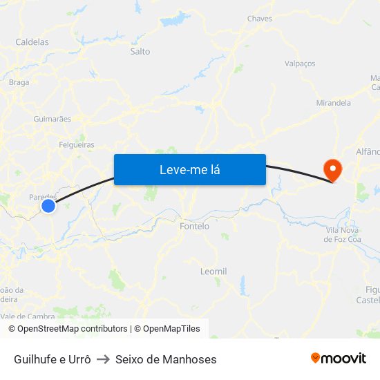 Guilhufe e Urrô to Seixo de Manhoses map