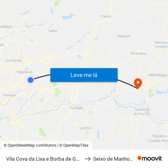 Vila Cova da Lixa e Borba de Godim to Seixo de Manhoses map