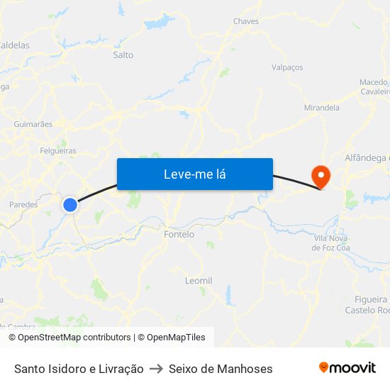 Santo Isidoro e Livração to Seixo de Manhoses map