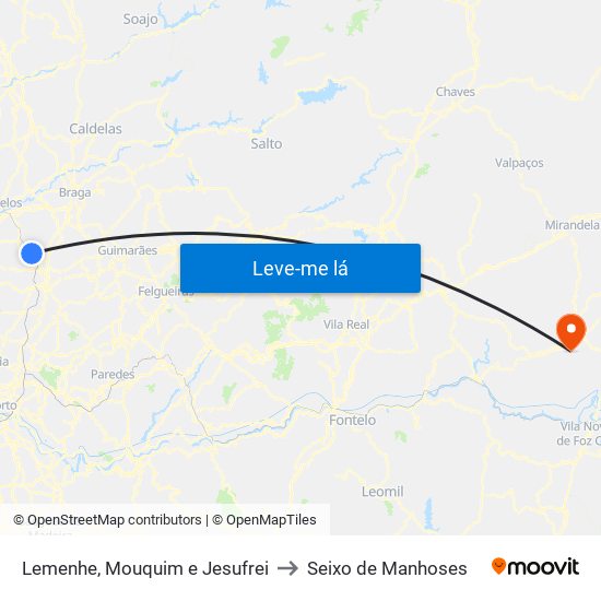 Lemenhe, Mouquim e Jesufrei to Seixo de Manhoses map