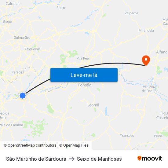 São Martinho de Sardoura to Seixo de Manhoses map