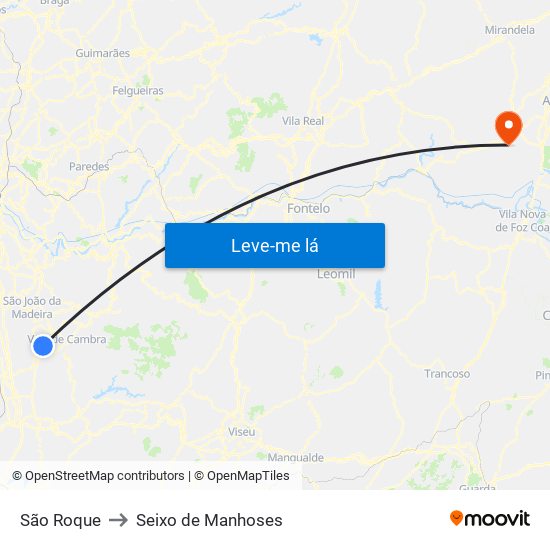 São Roque to Seixo de Manhoses map