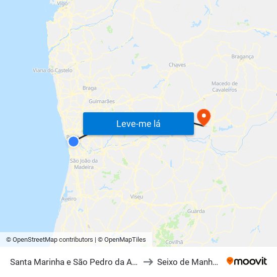Santa Marinha e São Pedro da Afurada to Seixo de Manhoses map