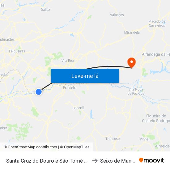 Santa Cruz do Douro e São Tomé de Covelas to Seixo de Manhoses map
