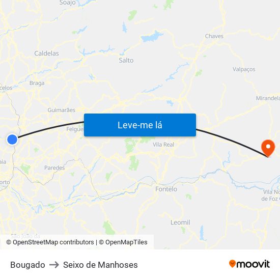 Bougado to Seixo de Manhoses map