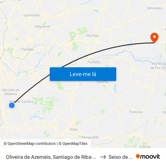 Oliveira de Azeméis, Santiago de Riba-Ul, Ul, Macinhata da Seixa e Madail to Seixo de Manhoses map