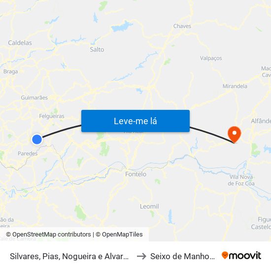 Silvares, Pias, Nogueira e Alvarenga to Seixo de Manhoses map