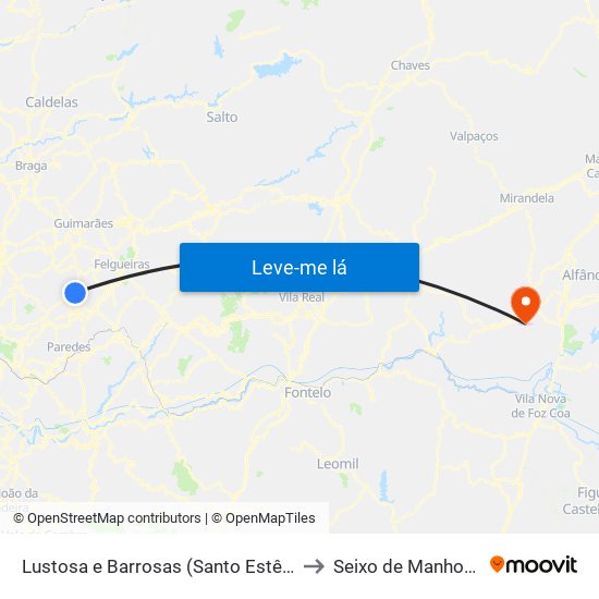 Lustosa e Barrosas (Santo Estêvão) to Seixo de Manhoses map