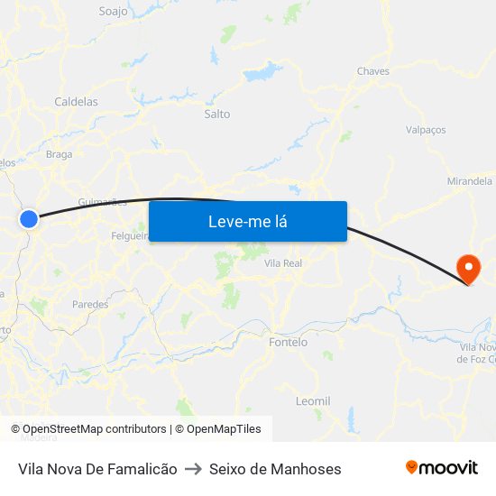 Vila Nova De Famalicão to Seixo de Manhoses map