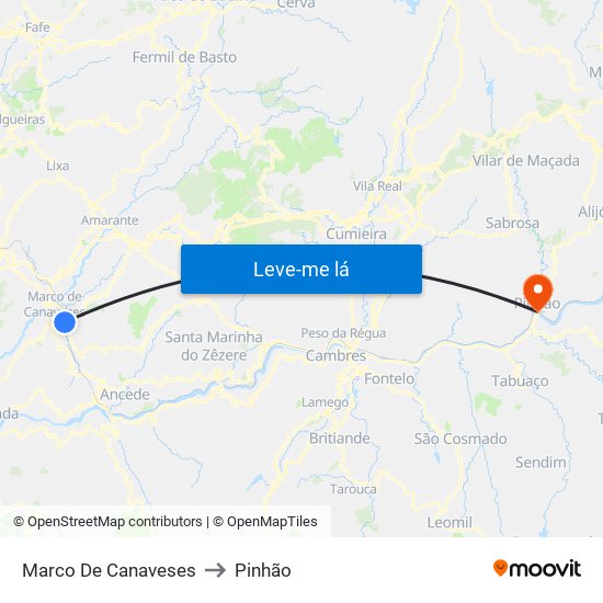 Marco De Canaveses to Pinhão map