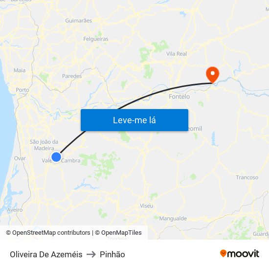 Oliveira De Azeméis to Pinhão map