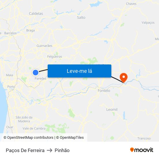 Paços De Ferreira to Pinhão map