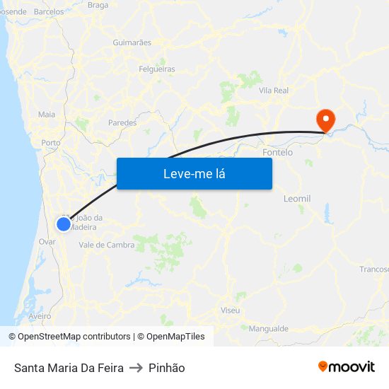 Santa Maria Da Feira to Pinhão map