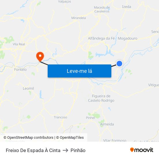 Freixo De Espada À Cinta to Pinhão map