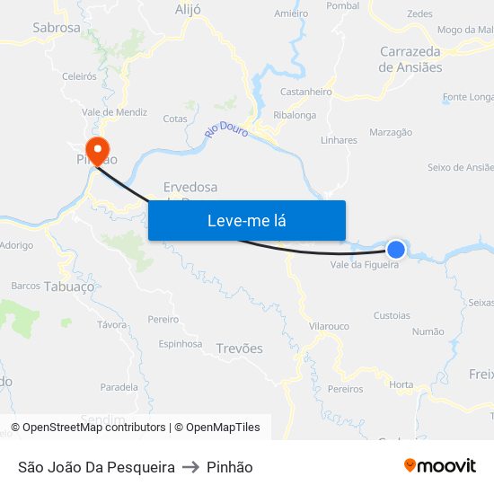 São João Da Pesqueira to Pinhão map