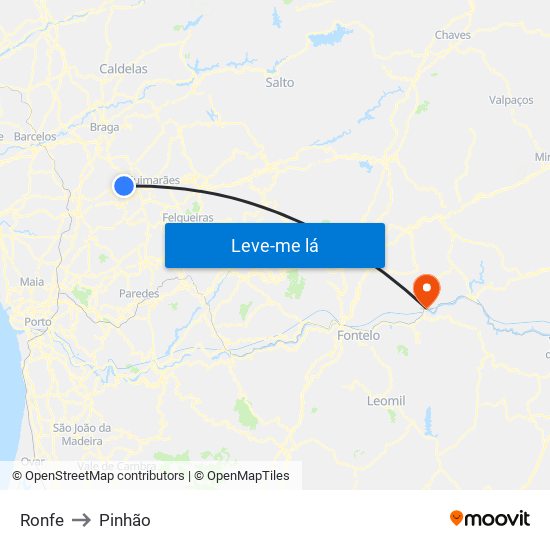 Ronfe to Pinhão map