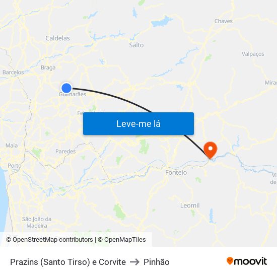 Prazins (Santo Tirso) e Corvite to Pinhão map