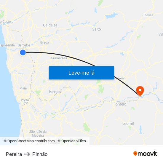Pereira to Pinhão map
