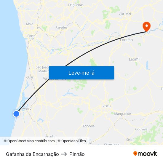 Gafanha da Encarnação to Pinhão map