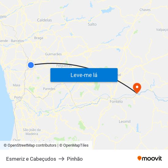 Esmeriz e Cabeçudos to Pinhão map