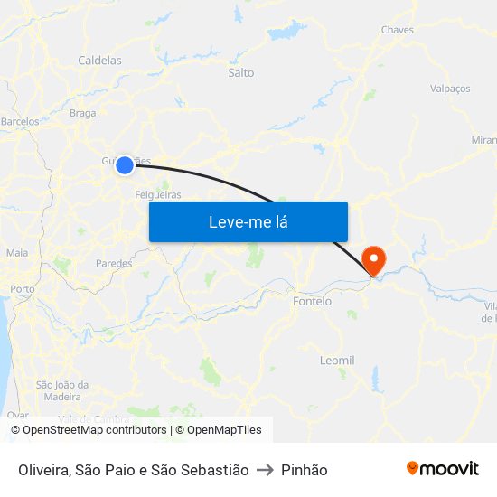 Oliveira, São Paio e São Sebastião to Pinhão map