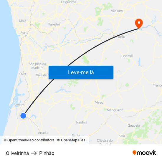 Oliveirinha to Pinhão map