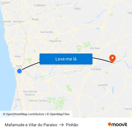 Mafamude e Vilar do Paraíso to Pinhão map