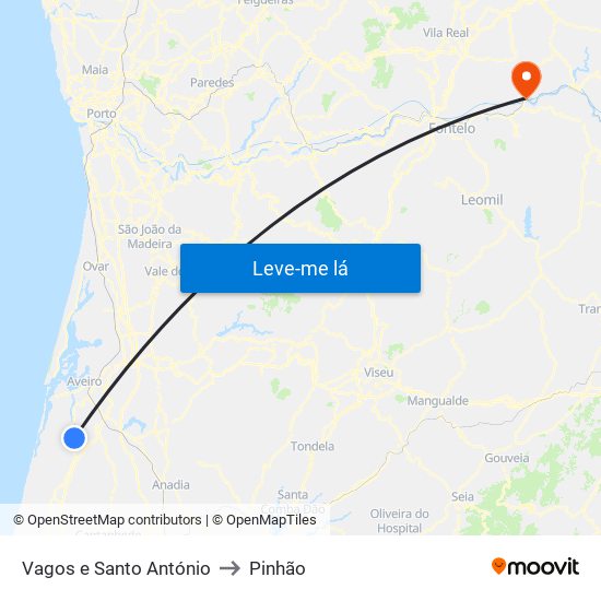 Vagos e Santo António to Pinhão map