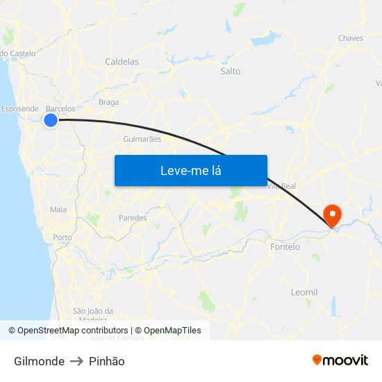 Gilmonde to Pinhão map