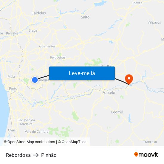 Rebordosa to Pinhão map