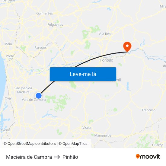 Macieira de Cambra to Pinhão map