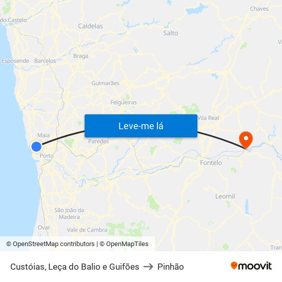 Custóias, Leça do Balio e Guifões to Pinhão map