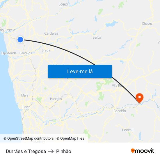 Durrães e Tregosa to Pinhão map