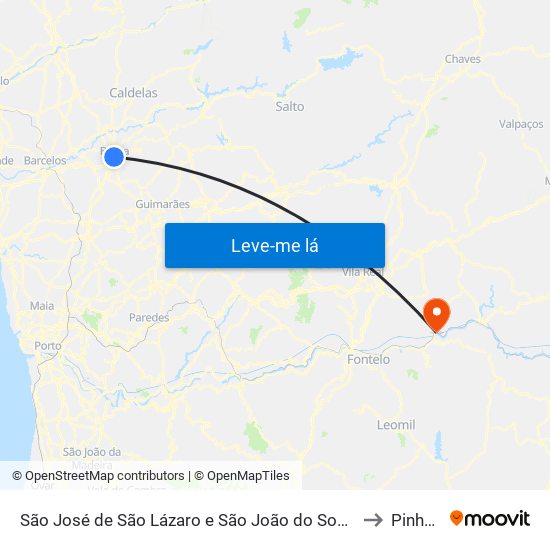 São José de São Lázaro e São João do Souto to Pinhão map