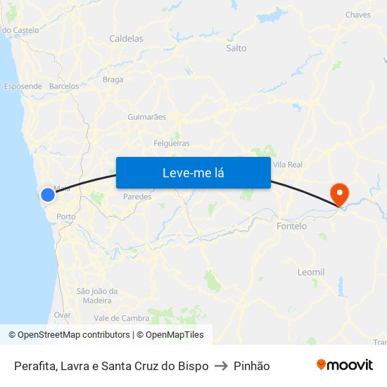 Perafita, Lavra e Santa Cruz do Bispo to Pinhão map