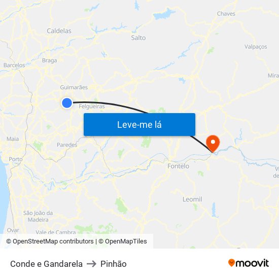 Conde e Gandarela to Pinhão map
