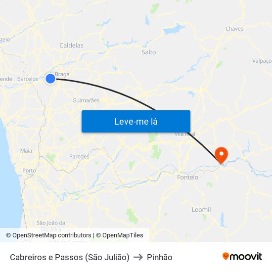 Cabreiros e Passos (São Julião) to Pinhão map