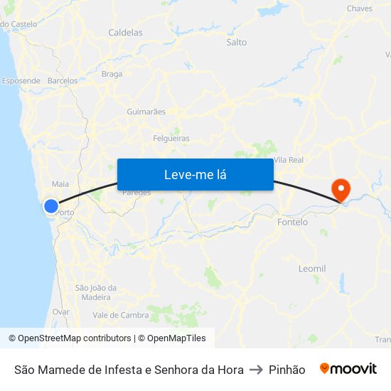 São Mamede de Infesta e Senhora da Hora to Pinhão map