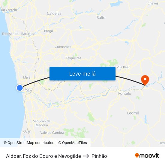 Aldoar, Foz do Douro e Nevogilde to Pinhão map