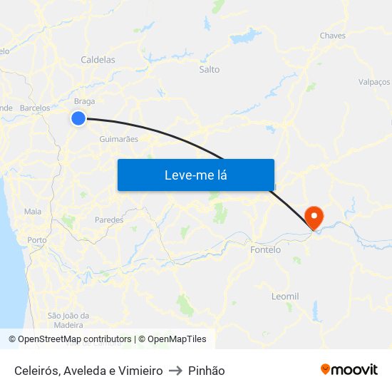 Celeirós, Aveleda e Vimieiro to Pinhão map